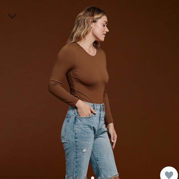 NUUDS LONG SLEEVE CREWNECK BODYSUIT CHOCOLATE - Picture 4 of 6